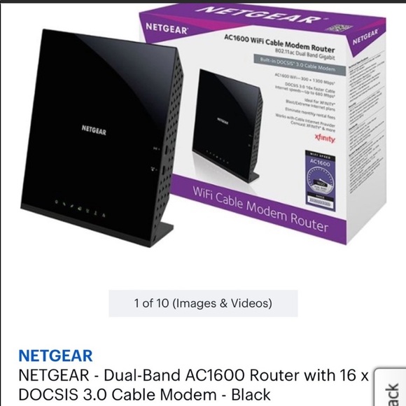 NIB NETGEAR AC-1600  Dual Band WiFi Cable Router Modem in Black - Picture 11 of 12